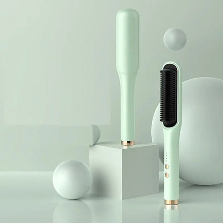 Anion Hair Comb Straightener with sleek design in pastel green.