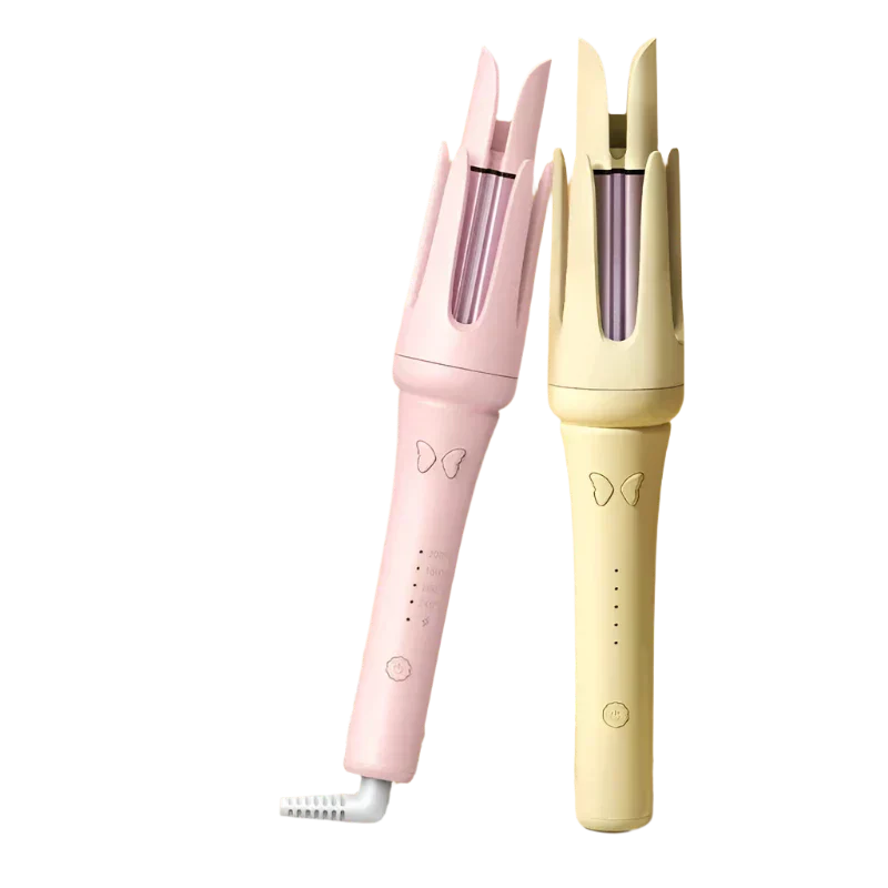 Oslo Auto Hair Curler in pink and beige colors.