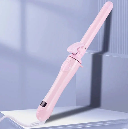 Pink automatic rotating curling iron for effortless curls, multisize.