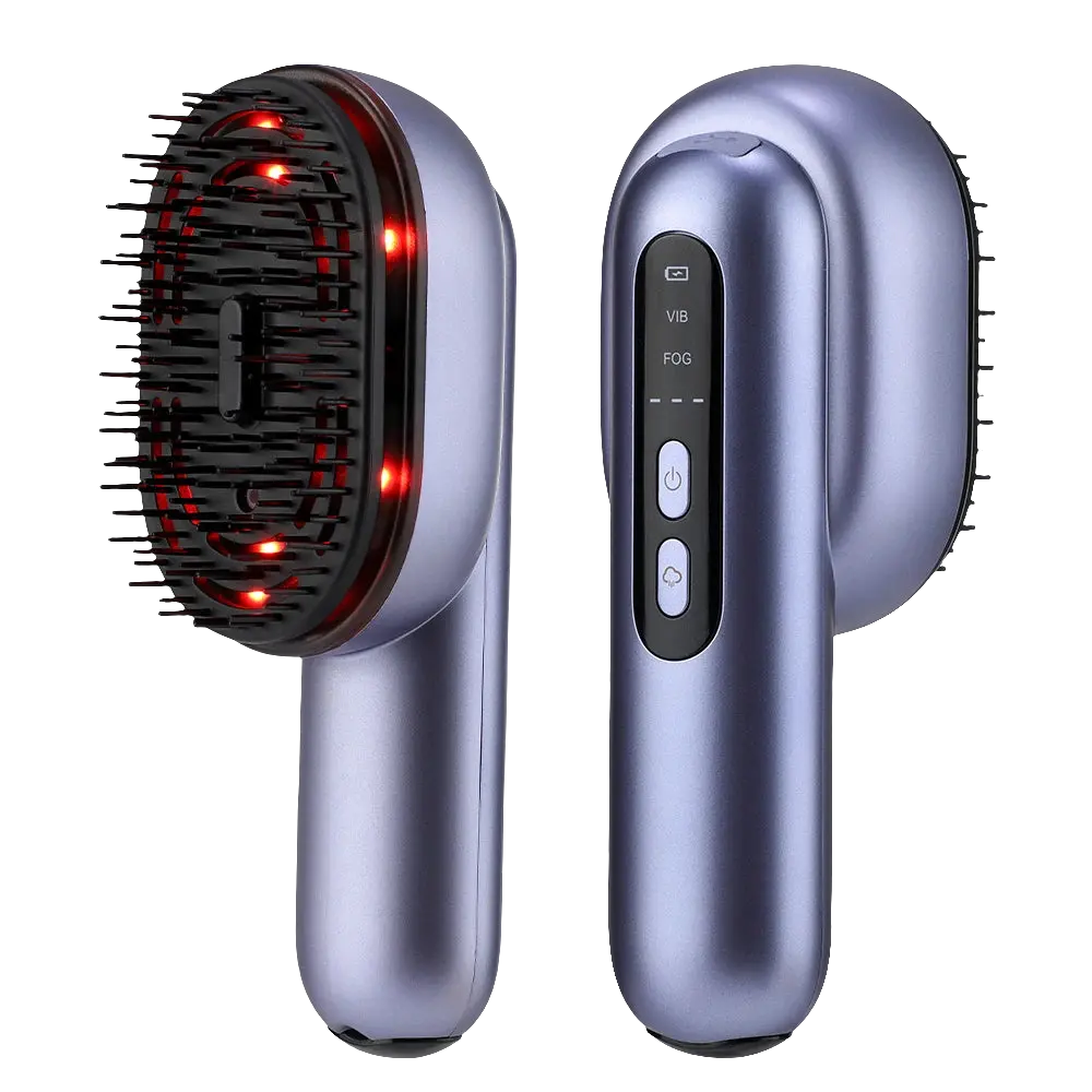 Electric scalp massage comb with red light therapy for hair growth and scalp care.