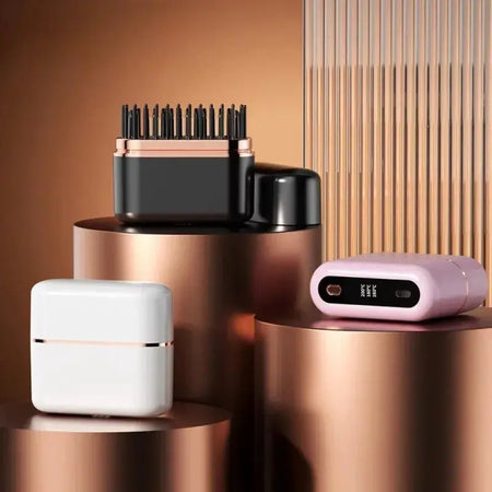 Mini hair straightening tool on a stylish display.