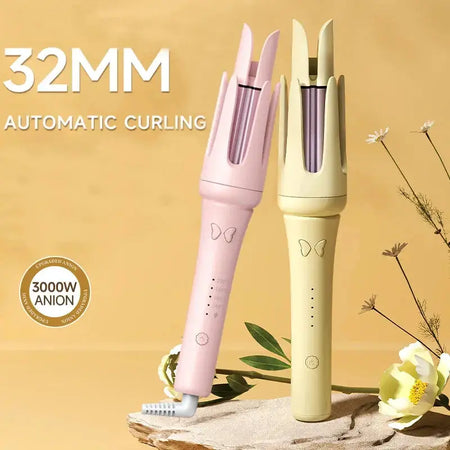 32MM Oslo Auto Hair Curler in pastel colors, automatic curling feature.