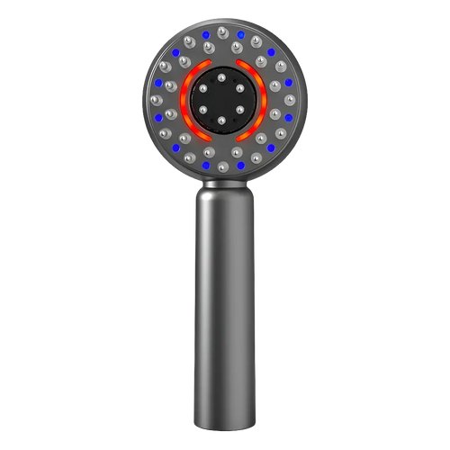 Portable electric scalp massager with EMS red and blue light for hair growth.