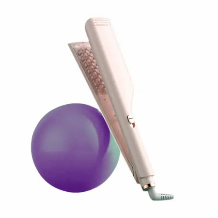 Voluminous Clips Curle with sleek design and purple sphere background.