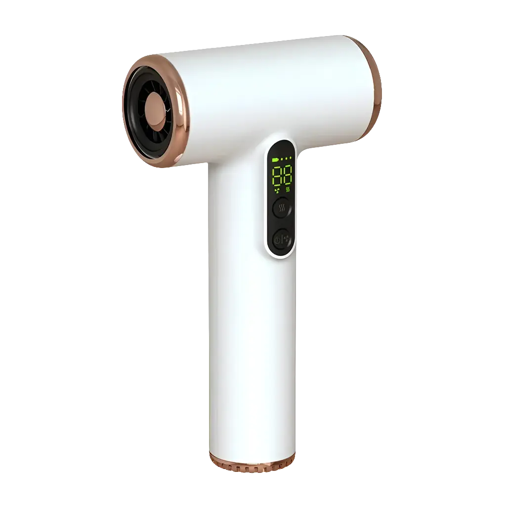 Wireless hair dryer with high-speed motor and USB charging.